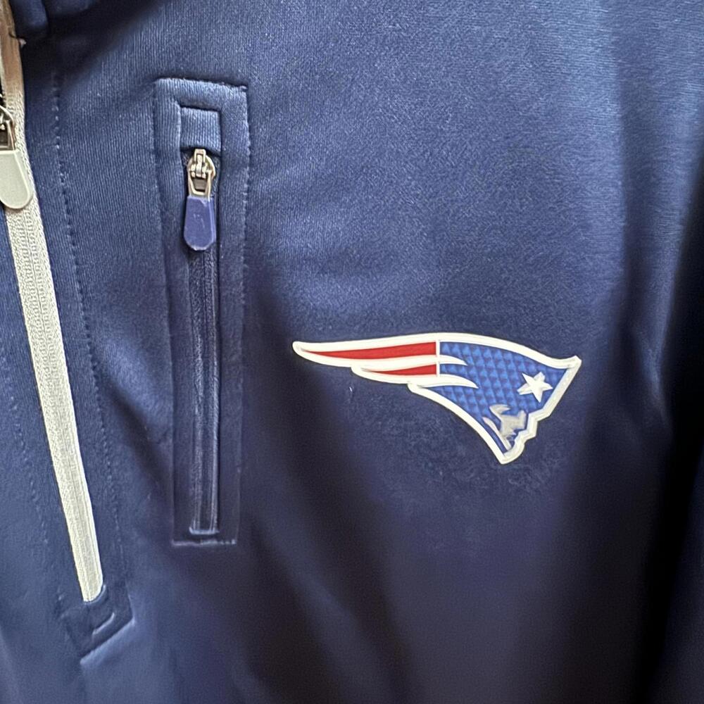 NFL New England Patriots, Blue Quarter Zip, Majestic Cool Base, Mens Medium - Picture 3 of 8